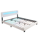 Gestoffeerd bed Paris - 160 x 200 cm - Wit - LED Verlichting