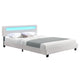 Gestoffeerd bed Paris - 160 x 200 cm - Wit - LED Verlichting