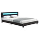 Gestoffeerd bed Paris - 160 x 200 cm - Zwart - LED Verlichting