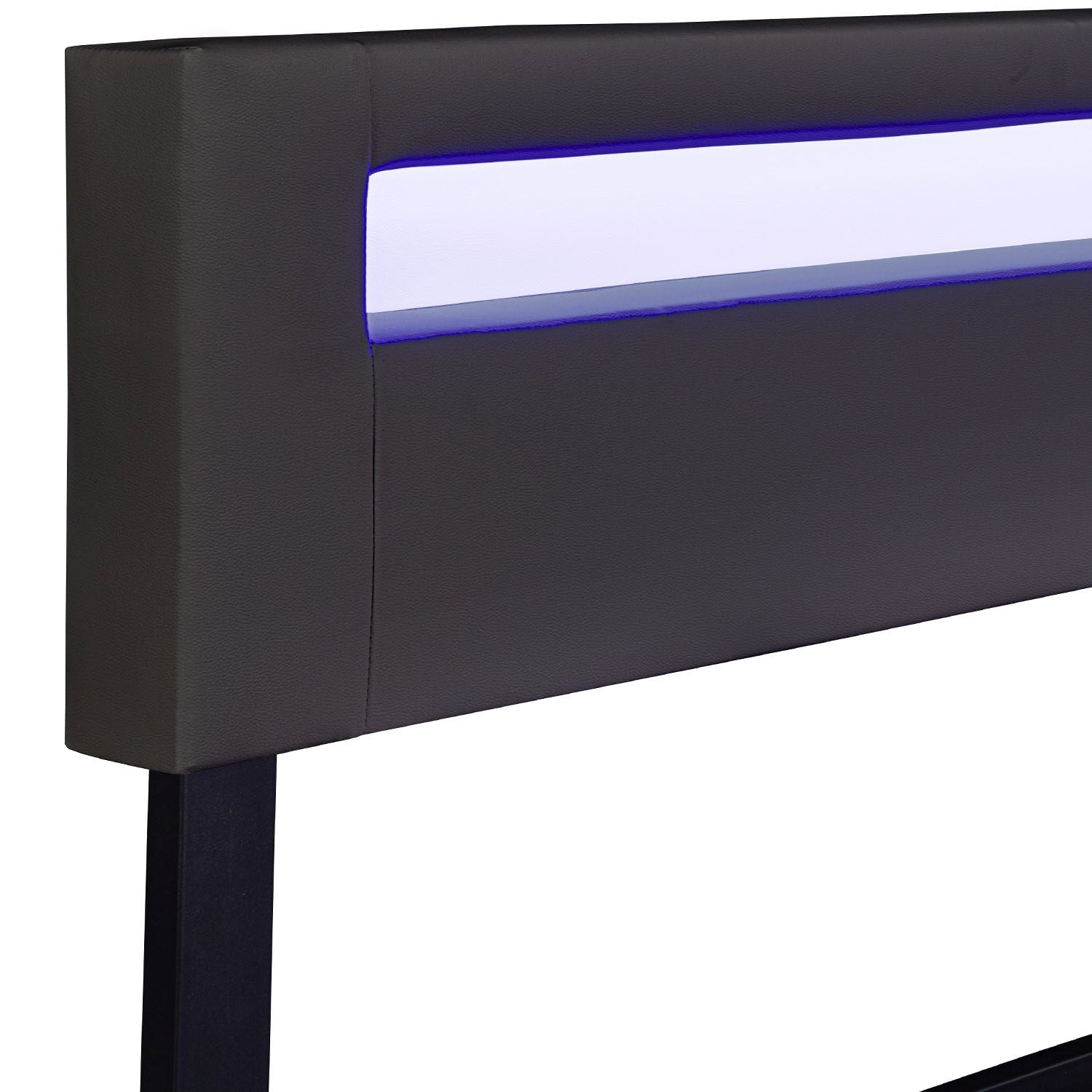 Gestoffeerd bed Paris - 180 x 200 cm - Zwart - LED Verlichting