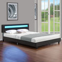 Gestoffeerd bed Paris - 180 x 200 cm - Zwart - LED Verlichting