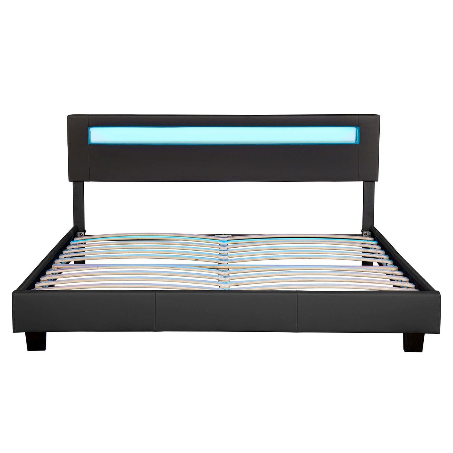 Gestoffeerd bed Paris - 180 x 200 cm - Zwart - LED Verlichting
