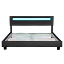 Gestoffeerd bed Paris - 180 x 200 cm - Zwart - LED Verlichting