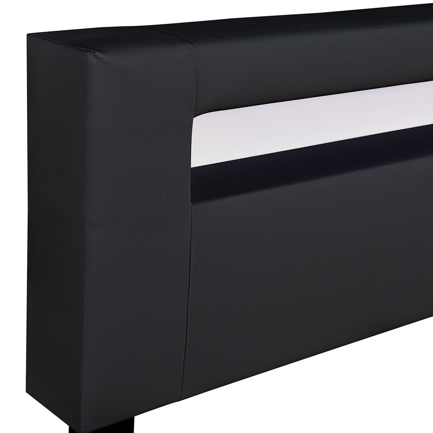Gestoffeerd bed Paris - 180 x 200 cm - Zwart - LED Verlichting