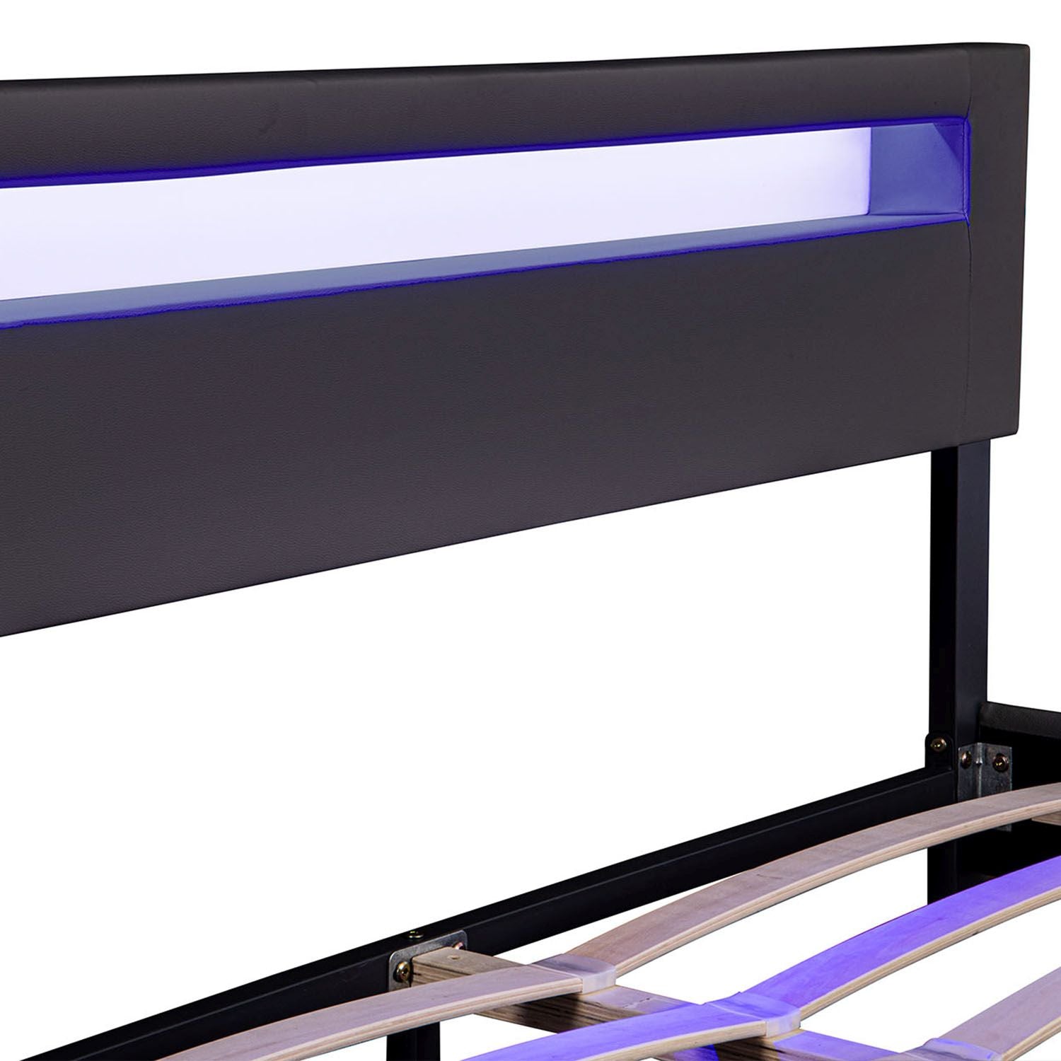 Gestoffeerd bed Paris - 180 x 200 cm - Zwart - LED Verlichting