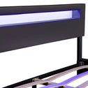 Gestoffeerd bed Paris - 180 x 200 cm - Zwart - LED Verlichting