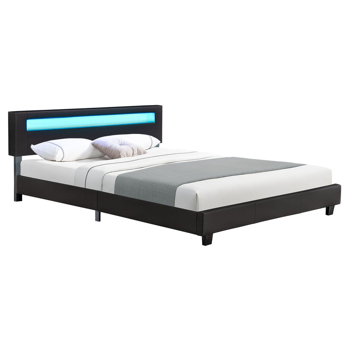 Gestoffeerd bed Paris - 180 x 200 cm - Zwart - LED Verlichting
