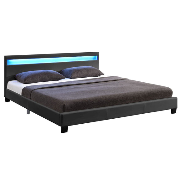 Gestoffeerd bed Paris - 140 x 200 cm - Donkergrijs - LED Verlichting - Afbeelding 1
