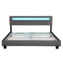 Gestoffeerd bed Paris - 160 x 200 cm - Donkergrijs - LED verlichting