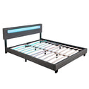 Gestoffeerd bed Paris - 160 x 200 cm - Donkergrijs - LED verlichting