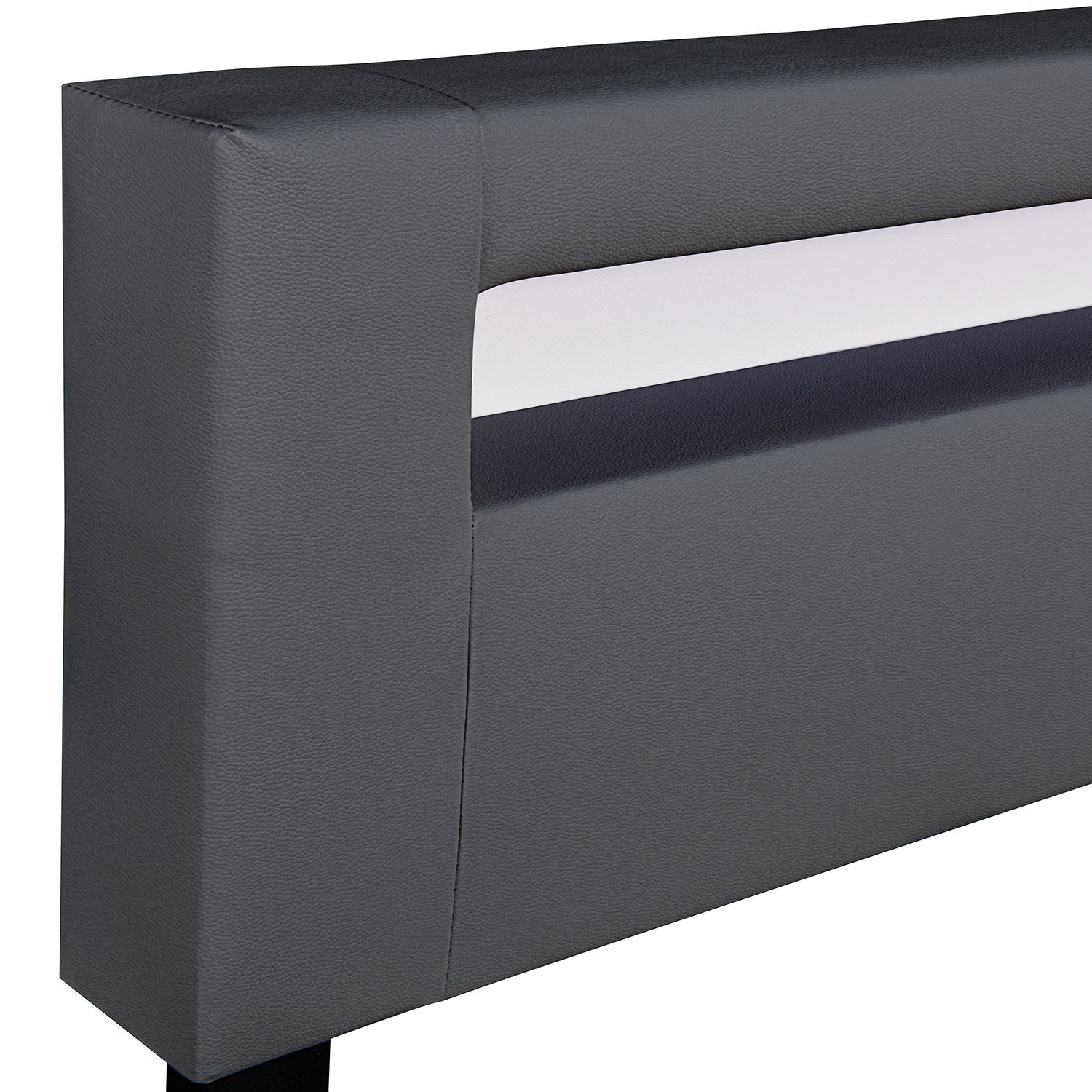 Gestoffeerd bed Paris - 160 x 200 cm - Donkergrijs - LED verlichting