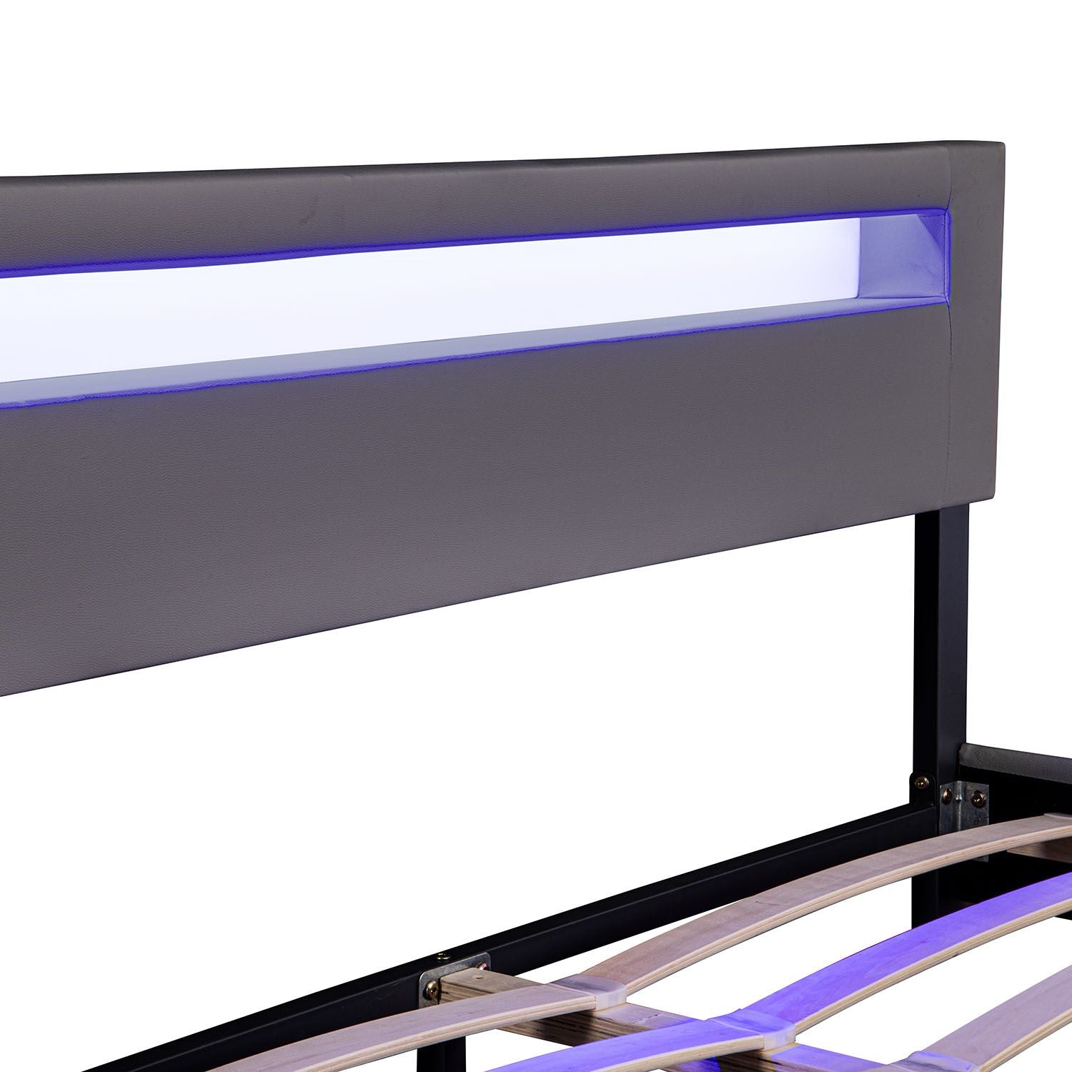 Gestoffeerd bed Paris - 160 x 200 cm - Donkergrijs - LED verlichting