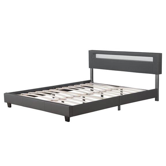 Gestoffeerd bed Paris - 180 x 200 cm - Donkergrijs - LED Verlichting - Afbeelding 4