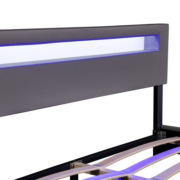 Gestoffeerd bed Paris - 180 x 200 cm - Donkergrijs - LED Verlichting - Afbeelding 8