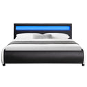 Gestoffeerd bed Sevilla - 140 x 200 cm - Zwart - LED verlichting