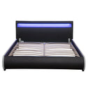 Gestoffeerd bed Sevilla - 140 x 200 cm - Zwart - LED verlichting
