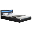 Gestoffeerd bed Sevilla - 140 x 200 cm - Zwart - LED verlichting