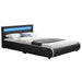 Gestoffeerd bed Sevilla - 140 x 200 cm - Zwart - LED verlichting