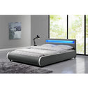 Gestoffeerd bed Sevilla - 140 x 200 cm - Donkergrijs - LED Verlichting
