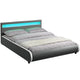 Gestoffeerd bed Sevilla - 140 x 200 cm - Donkergrijs - LED Verlichting