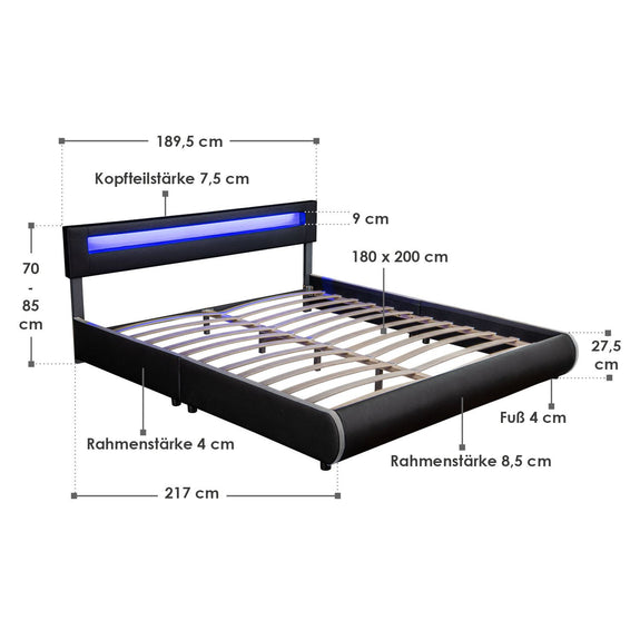 Gestoffeerd Bed Sevilla - 180 x 200 cm - Zwart - Afbeelding 15