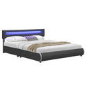 Gestoffeerd Bed Sevilla - 180 x 200 cm - Grijs - LED Verlichting