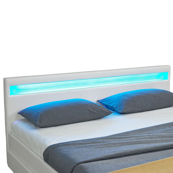 Gestoffeerd bed Lyon - 140 x 200 cm - Wit - LED Verlichting & Bedlades - Afbeelding 5