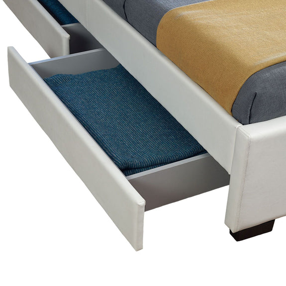Gestoffeerd bed Lyon - 140 x 200 cm - Wit - LED Verlichting & Bedlades - Afbeelding 6