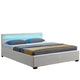Gestoffeerd bed Lyon - 140 x 200 cm - Wit - LED Verlichting & Bedlades