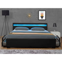 Gestoffeerd bed Lyon - 140 x 200 cm - Zwart - LED Verlichting & Bedlades