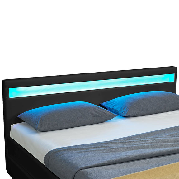 Gestoffeerd bed Lyon - 140 x 200 cm - Zwart - LED Verlichting & Bedlades - Afbeelding 5