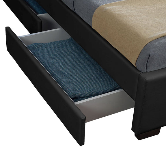Gestoffeerd bed Lyon - 140 x 200 cm - Zwart - LED Verlichting & Bedlades - Afbeelding 6