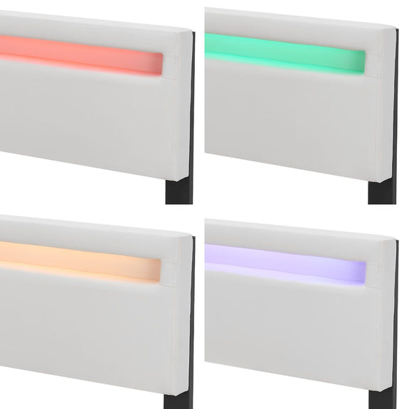 Gestoffeerd bed Lyon - 180 x 200 cm - Wit - LED Verlichting & Bedlades - Afbeelding 11