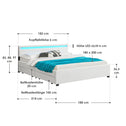 Gestoffeerd bed Lyon - 180 x 200 cm - Wit - LED Verlichting & Bedlades
