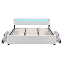 Gestoffeerd bed Lyon - 180 x 200 cm - Wit - LED Verlichting & Bedlades