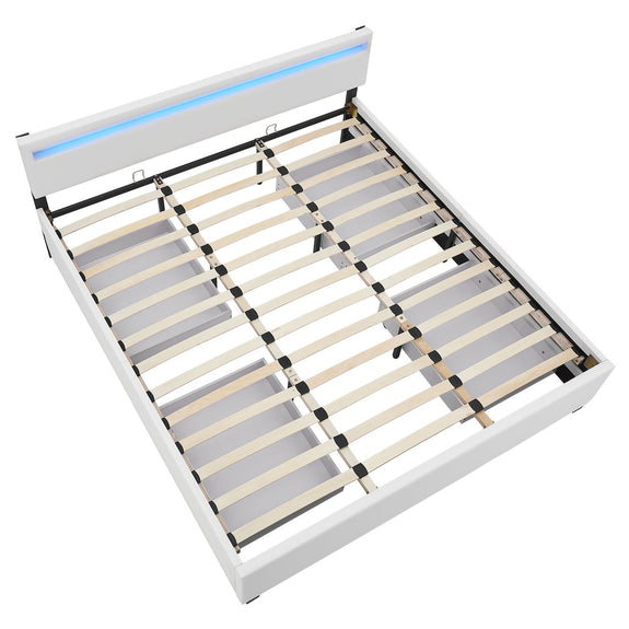 Gestoffeerd bed Lyon - 180 x 200 cm - Wit - LED Verlichting & Bedlades - Afbeelding 7