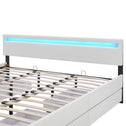 Gestoffeerd bed Lyon - 180 x 200 cm - Wit - LED Verlichting & Bedlades