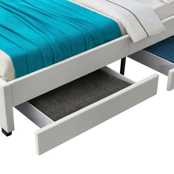 Gestoffeerd bed Lyon - 180 x 200 cm - Wit - LED Verlichting & Bedlades - Afbeelding 9