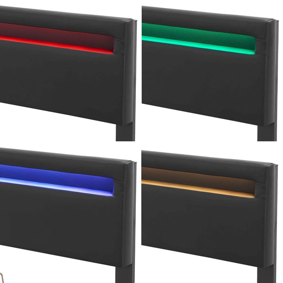 Gestoffeerd bed Lyon - 180 x 200 cm - Zwart - LED Verlichting & Bedlades - Afbeelding 11