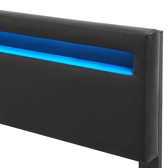 Gestoffeerd bed Lyon - 180 x 200 cm - Zwart - LED Verlichting & Bedlades - Afbeelding 12