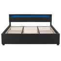 Gestoffeerd bed Lyon - 180 x 200 cm - Zwart - LED Verlichting & Bedlades