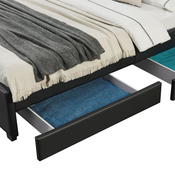 Gestoffeerd bed Lyon - 180 x 200 cm - Zwart - LED Verlichting & Bedlades - Afbeelding 9