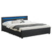 Gestoffeerd bed Lyon - 180 x 200 cm - Zwart - LED Verlichting & Bedlades