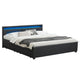 Gestoffeerd bed Lyon - 180 x 200 cm - Zwart - LED Verlichting & Bedlades
