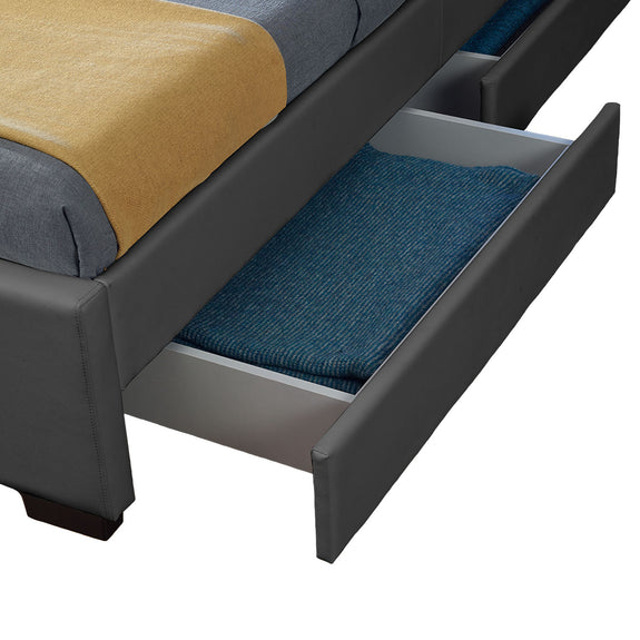 Gestoffeerd bed Lyon - 140 x 200 cm - Donkergrijs - LED Verlichting & Bedlades - Afbeelding 6