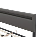 Gestoffeerd bed Lyon - 180 x 200 cm - Grijs - LED Verlichting & Bedlades
