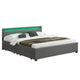 Gestoffeerd bed Lyon - 180 x 200 cm - Grijs - LED Verlichting & Bedlades