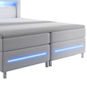 Boxspringbed / Boxspring Norfolk - 180 x 200 cm - Wit - LED - Incl. Matras & Topper