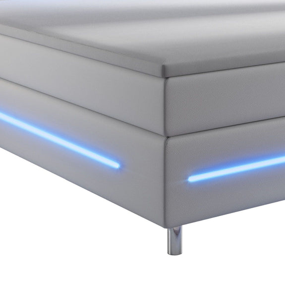 Boxspringbed / Boxspring Norfolk - 180 x 200 cm - Wit - LED - Incl. Matras & Topper - Afbeelding 5