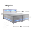 Boxspringbed / Boxspring Norfolk - 180 x 200 cm - Wit - LED - Incl. Matras & Topper